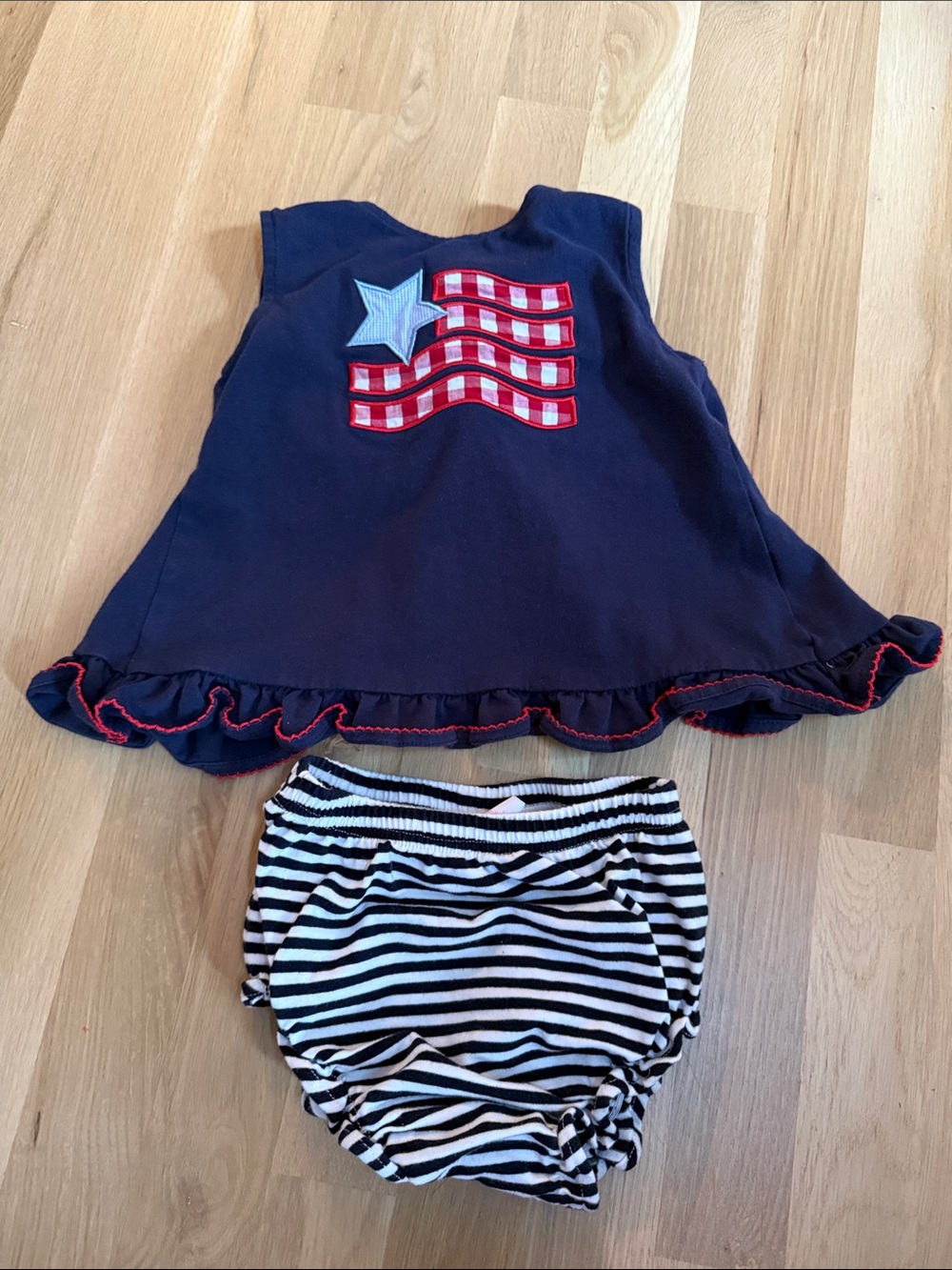 Navy Star & Striped Ruffle Dress Set for Girls - Unbranded